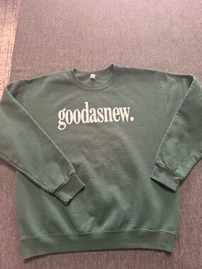 Jerzees Forest Green Crewneck Sweatshirt with White 'goodasnew.' Print sz Large